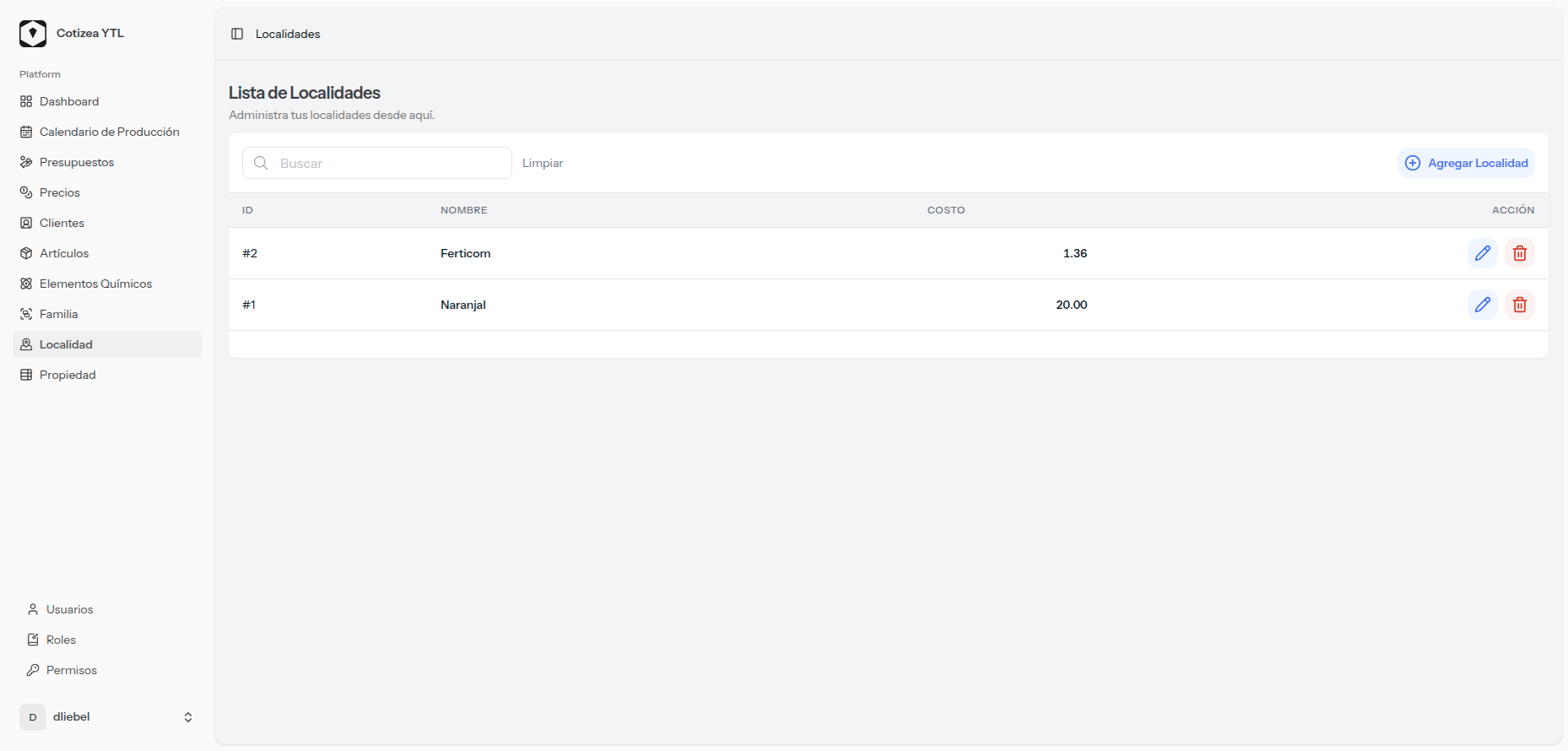 Pantalla de búsqueda de localizaciones